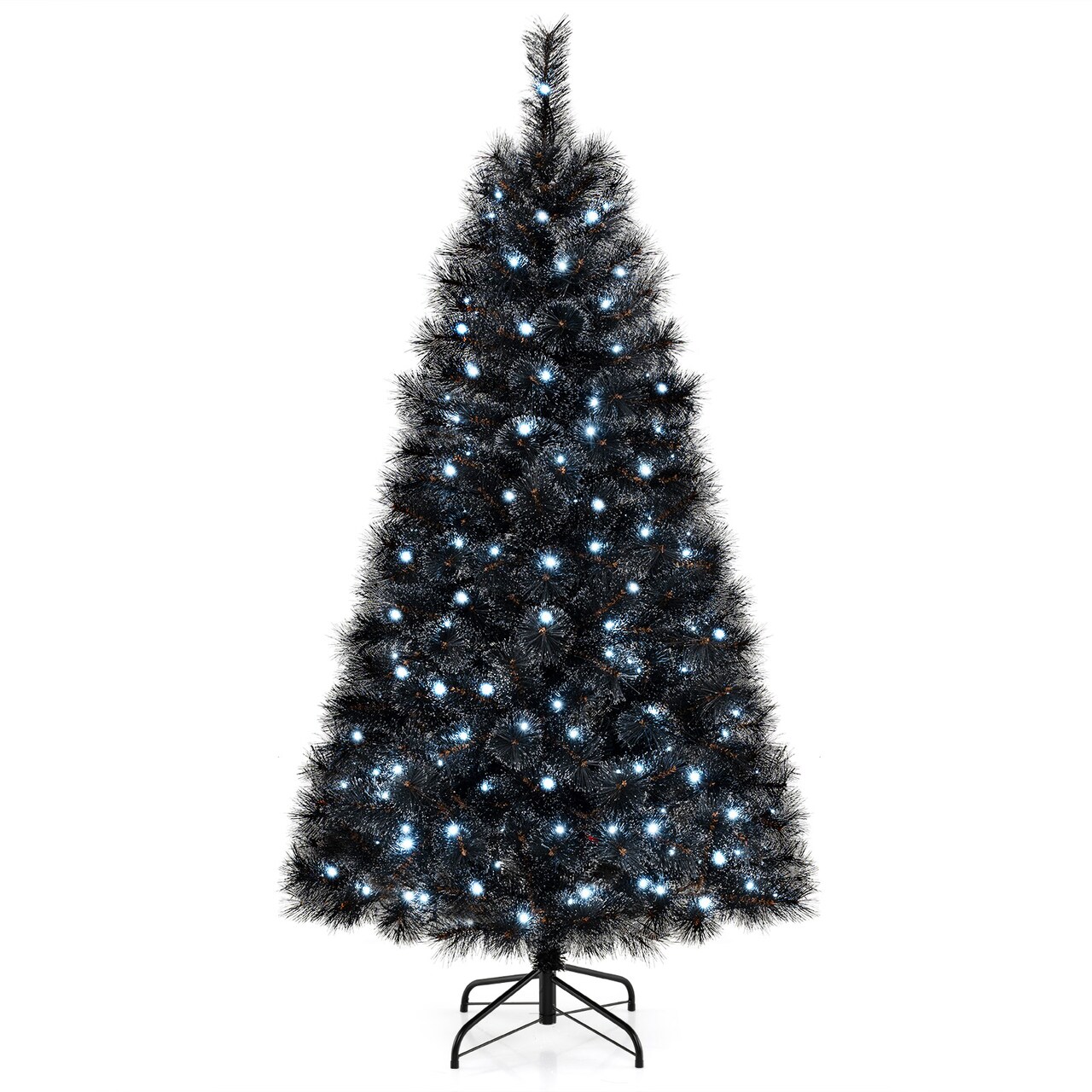 Black Artificial Halloween Christmas Tree with PVC Branch Tips and Cool White LED Lights